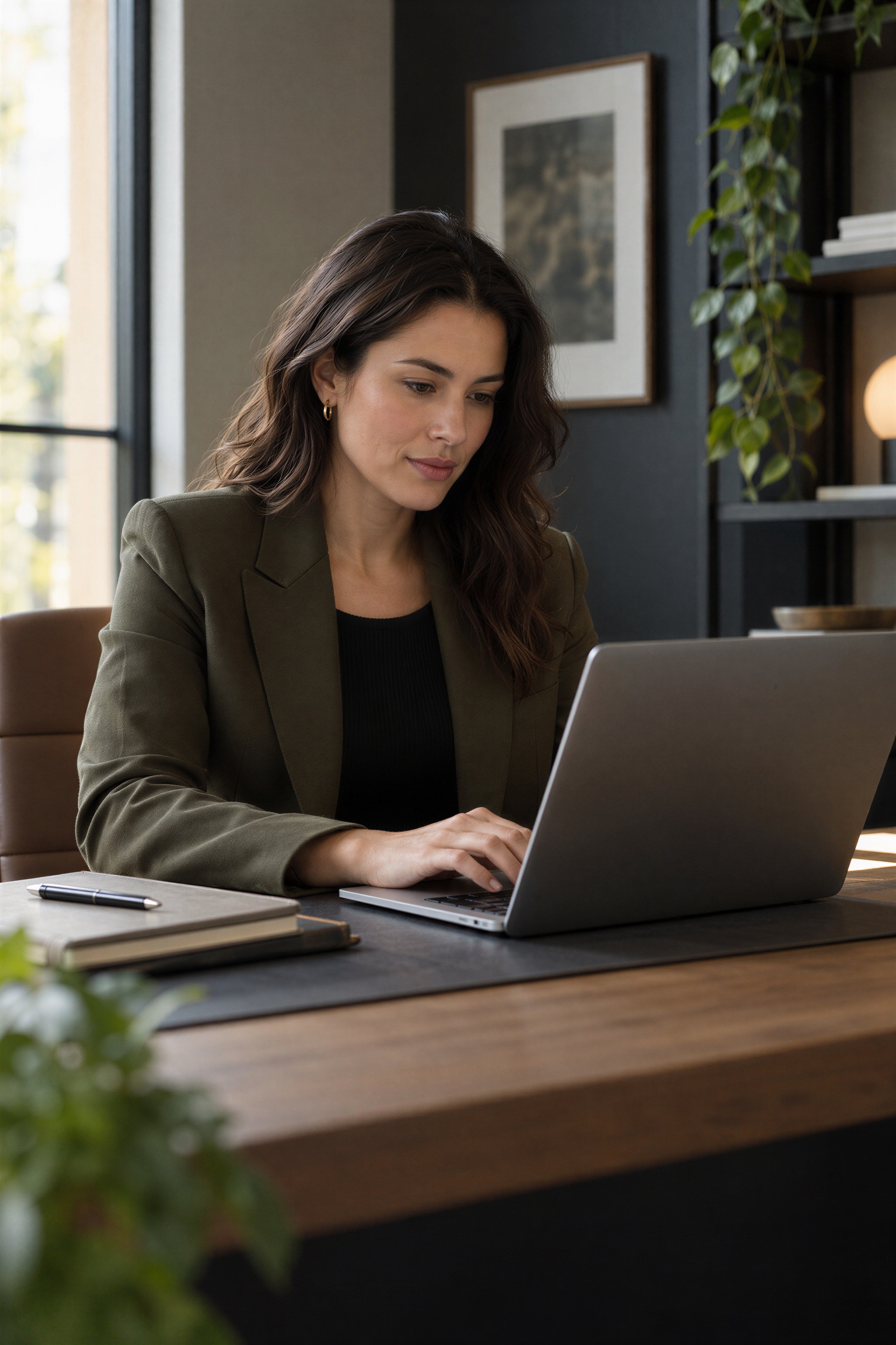 A business professional managing payments from her laptop